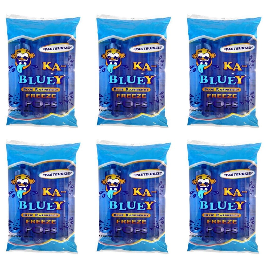 6x 10pc Ka-Bluey Freeze Ice Pops w/ Blue Raspbery Flavour 900ml Pasteurized
