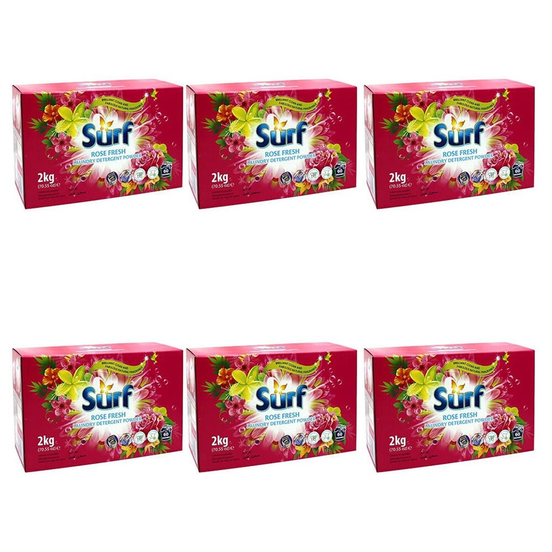 6PK Surf Rose Fresh Detergent Laundry Powder Fabric Softener Stain Remover 2kg