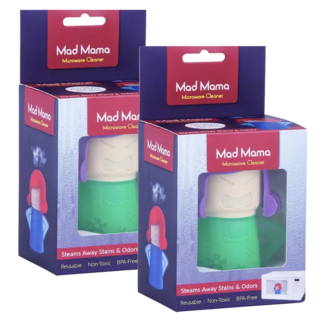 2x Mad Mama Reusable Stain/Odor Dirt Microwave Cleaner Non-Toxic/BPA Free Assort