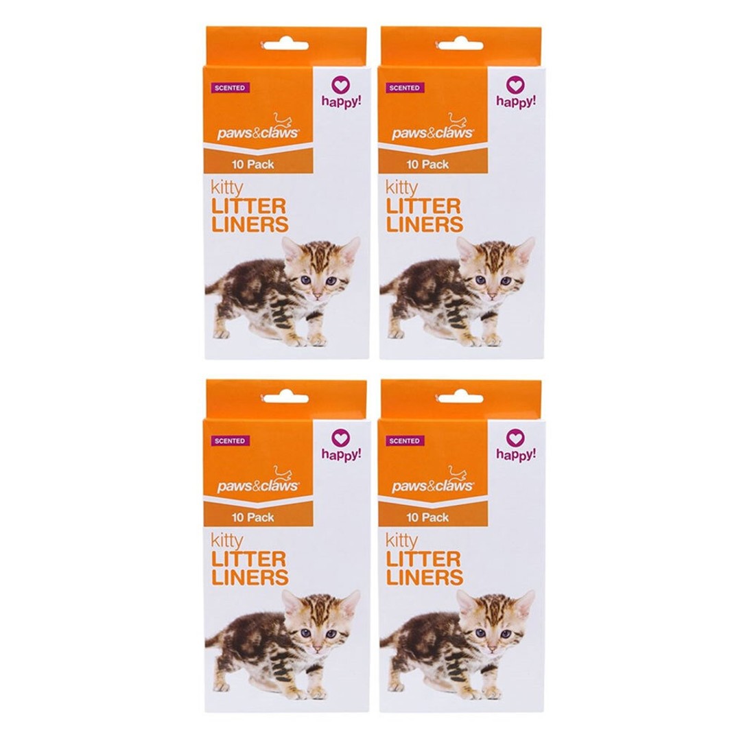 40PK Paws & Claws 72cm Scented Kitty Poo Cleaning Liners for Cat Litter Trays