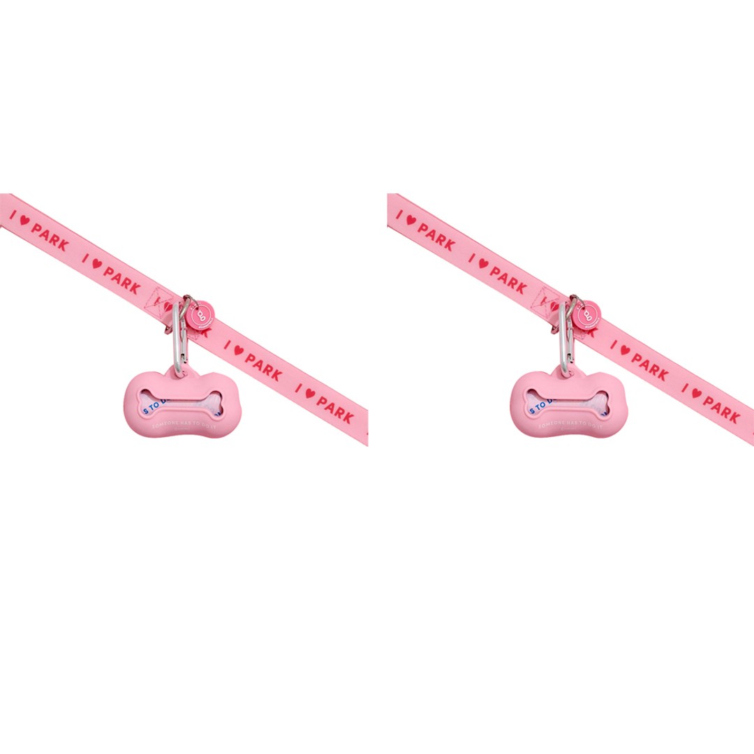 2x Gummi Silicone The Commons Dog/Puppy Poo Bag Waste Holder/Dispenser Clip Pink