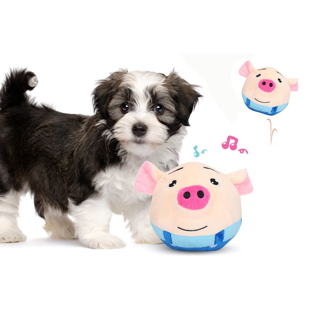 2Pcs Active Moving Pet Plush Toy Interactive Bouncing Ball Sound Electronic Dog Toy-Blue
