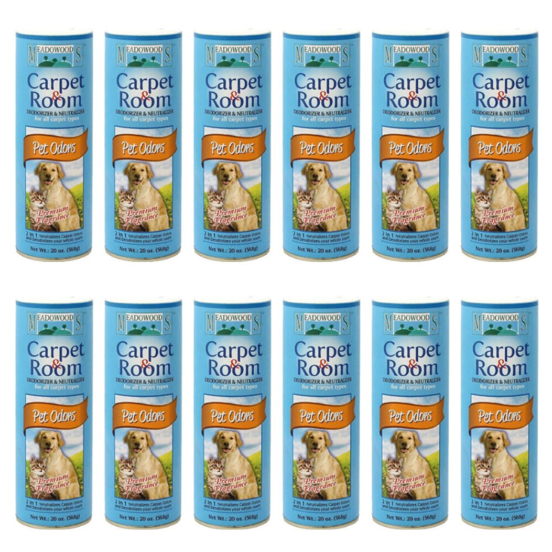 12PK Meadowoods Carpet & Room Pet Odour 2in1 Deodorizer Neutralizer Powder 568g