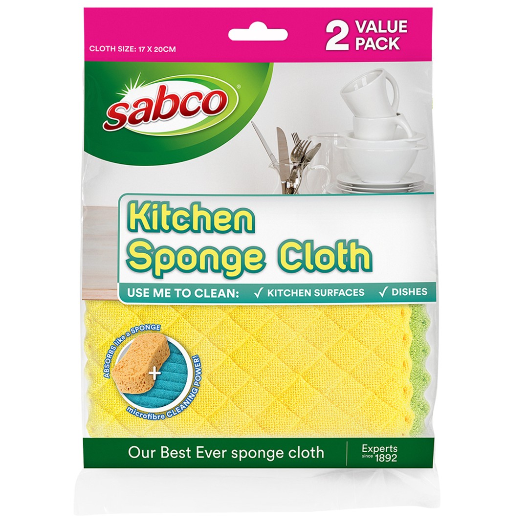 2pc Sabco Kitchen/Bathroom Sink Dish Table Sponge Appliance Cleaning Wipe Cloth