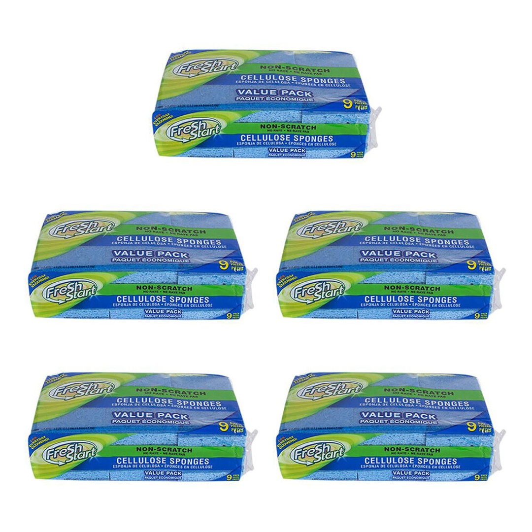 5x 9pc Fresh Start Non-Scratch Dishwashing Sponge Scour Pads Value Pack Blue