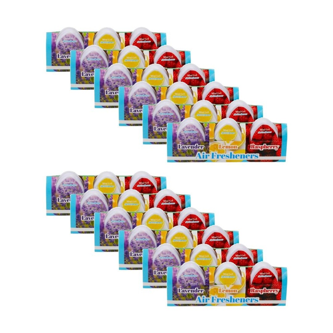 12x 3pc Cleana Air Freshner Gel Home Fragrance Lavender/Lemon/Raspberry 60gm
