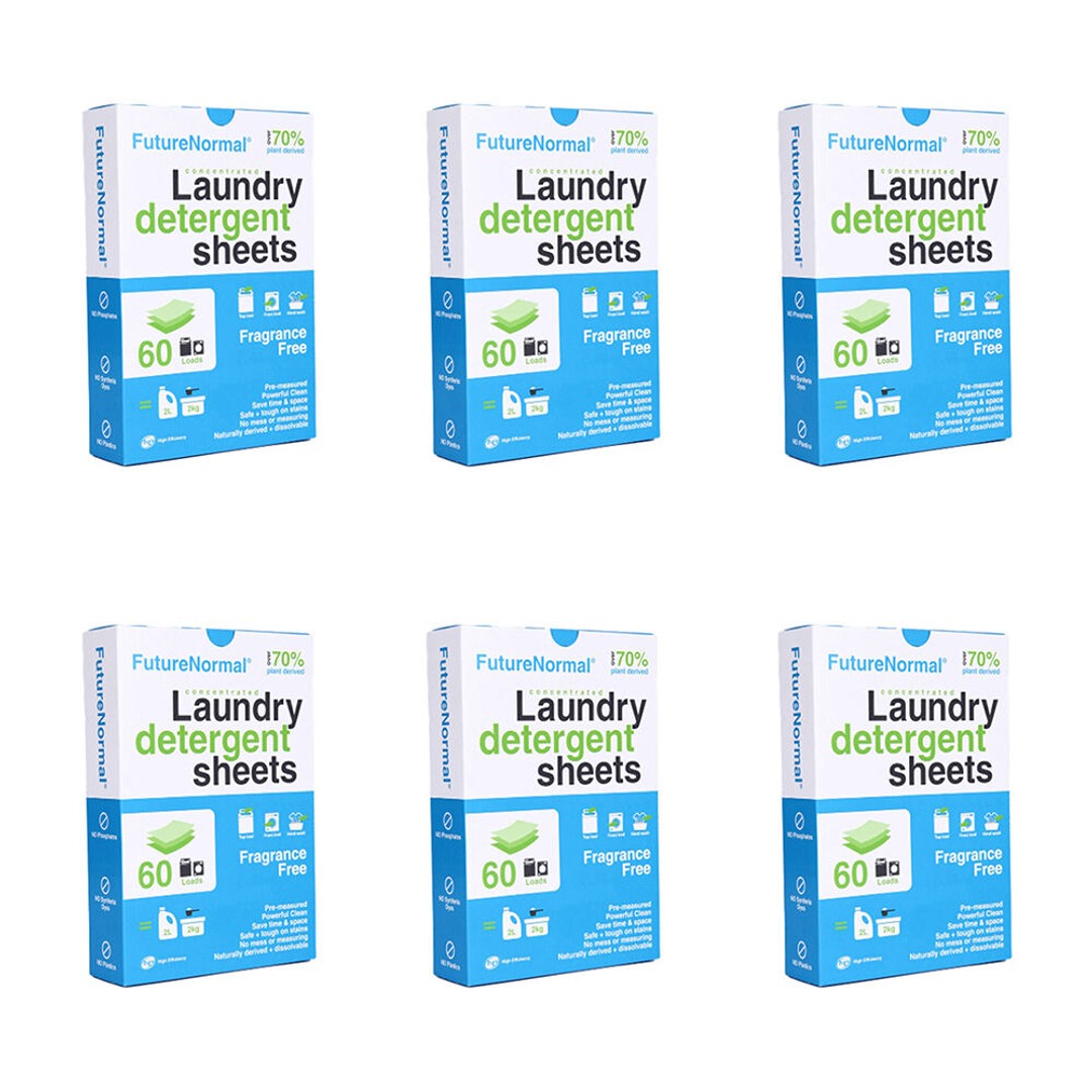6x 60pc Future Normal Laundry Detergent Sheets Fragrance Free Washing Sheets