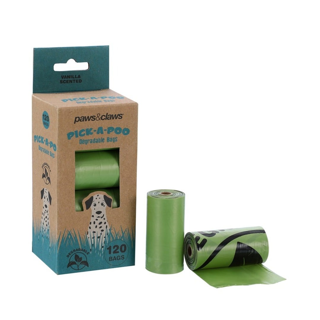 120pc Paws & Claws Pick-A-Poo Vanilla Scent Degradable Dog Poop/Litter Waste Bag