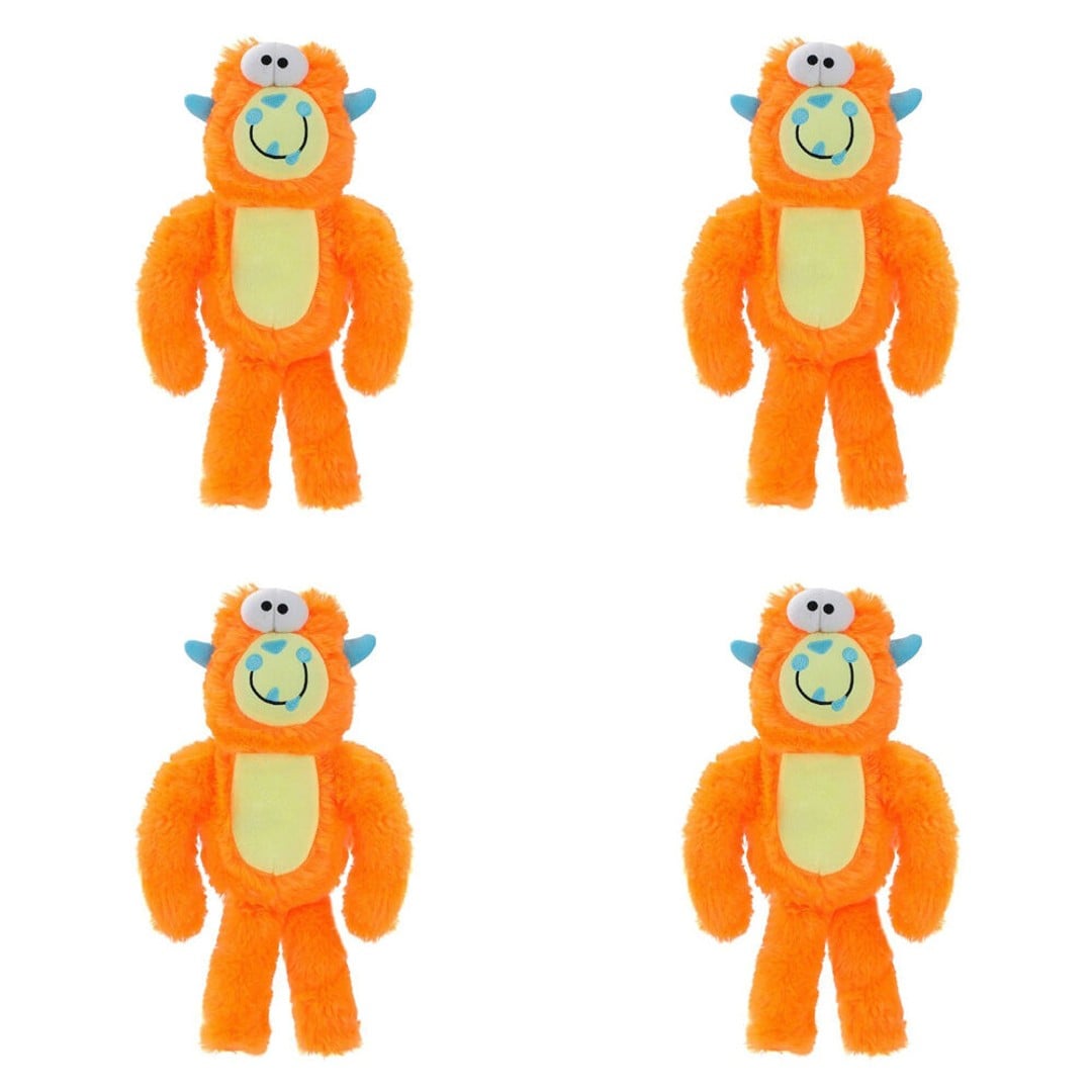 4PK Paws & Claws Monster Ziggle Soft Plush Pet/Dog Squeaky Toy 34cm Assorted