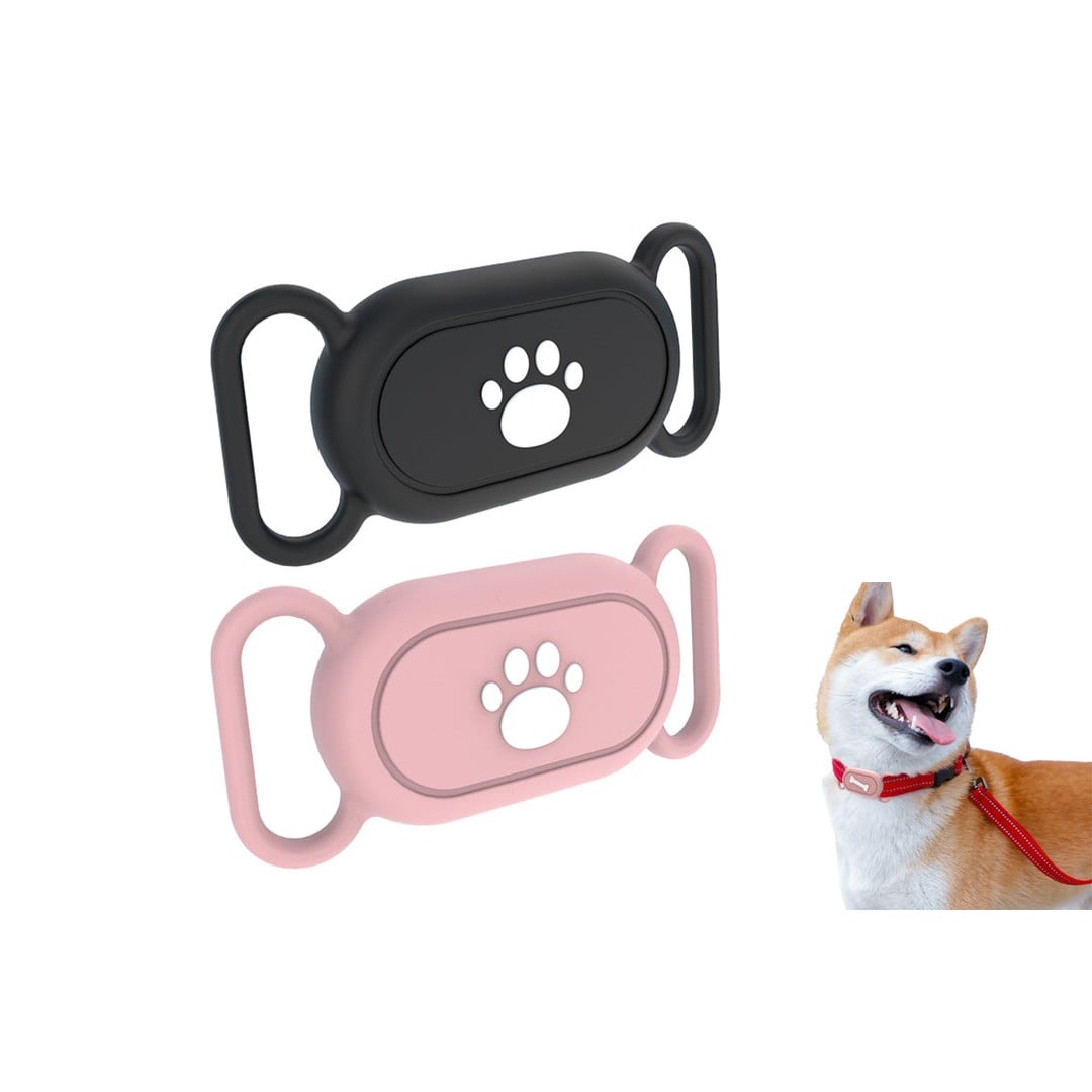 2PCS Silicone Pet Collar Holder Water Resistant Pet Collar Case for Samsung Galaxy SmartTag 2-Cat paw