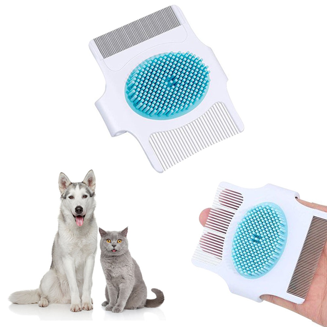 2Pcs 3 in 1 Pet Grooming Brush with Combs Relaxing Cat Dog Comb Massagers