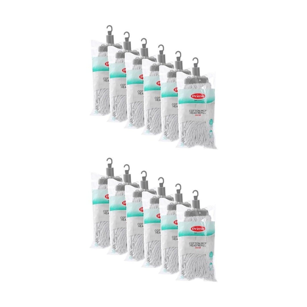 12PK Boxsweden Prime Cotton Mop Refill 200GR Head for Cleaning Assorted