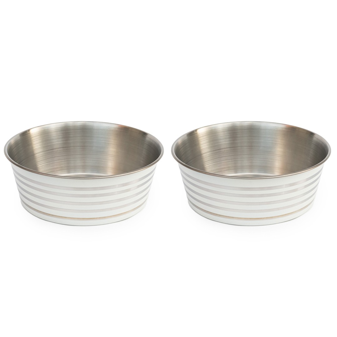 2x Superior Pet Essentials Heavy Base Pet/Dog/Cat Food Bowl Matte Beige 21cm