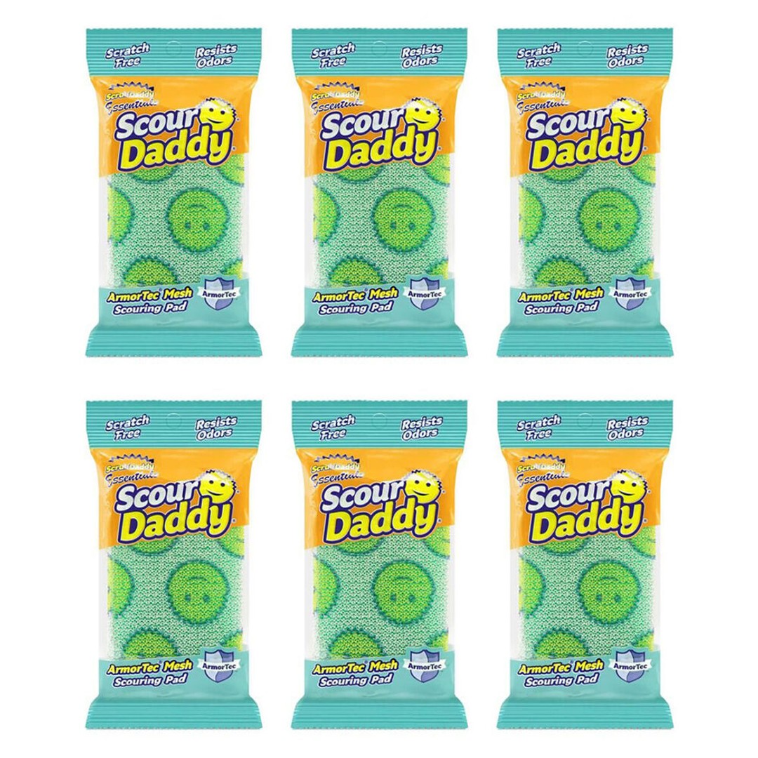 6PK Scrub Daddy Essentials Scratch Free Scouring Pad/Dishwashing Sponge Green