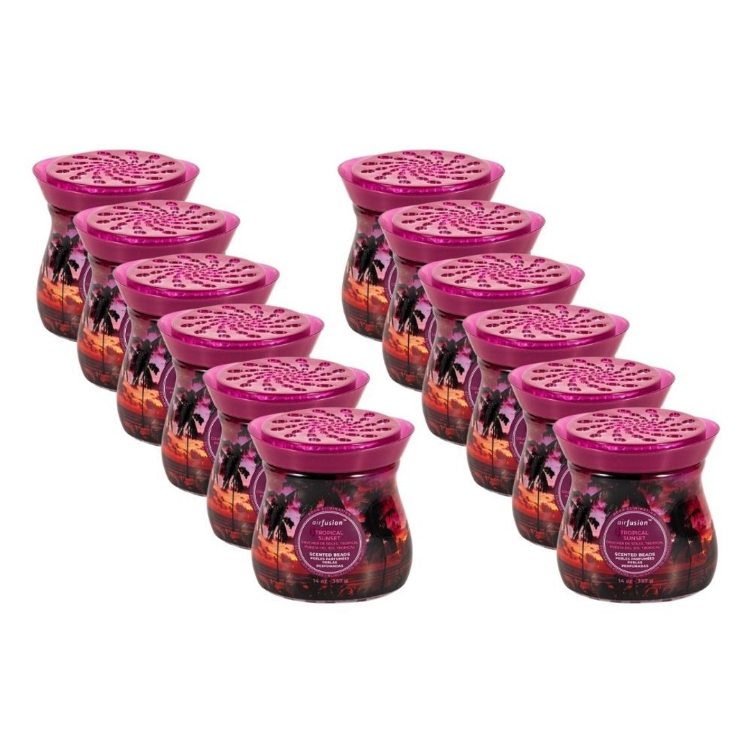 12PK Air Fusion Crystal Scented Beads Tropical Sunset 397g Room Freshener