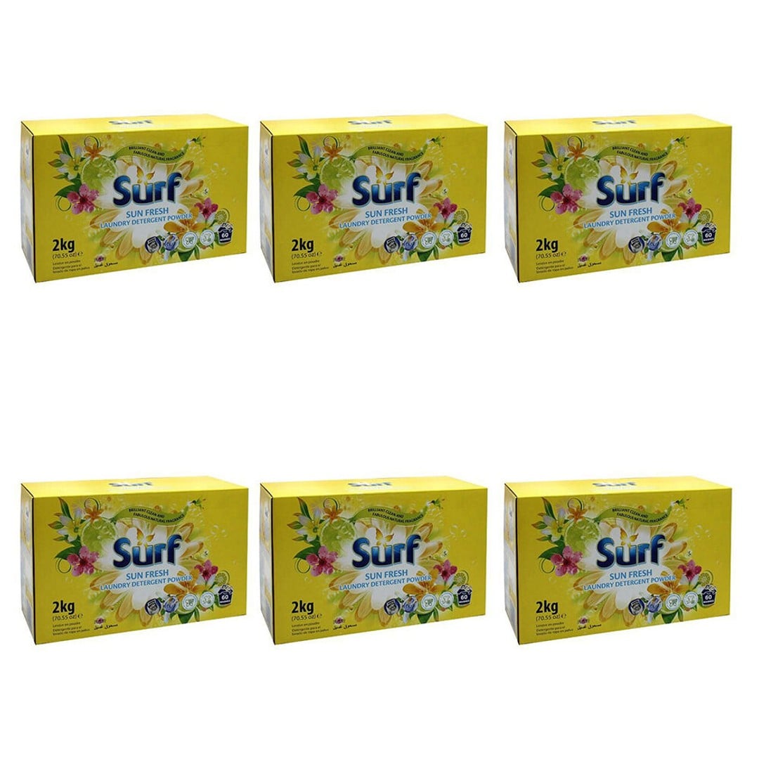 6PK Surf Sun Fresh Detergent Laundry Powder Fabric Softener Deep Cleaning 2kg