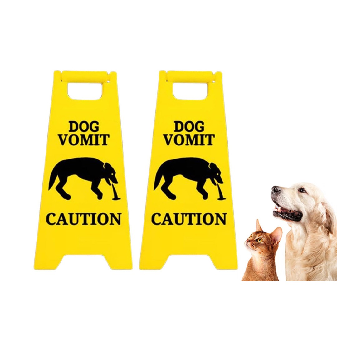 2Pcs Cat Vomit Sign Dogs Vomit Sign Cat Warning Sign Decoration Mini Fun Pet Signs Decor-Dog